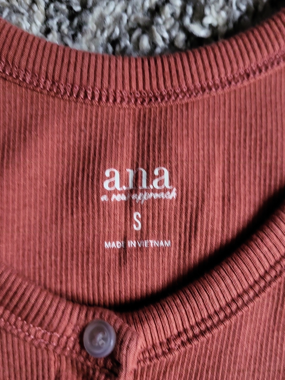 a.n.a Ribbed Henley Tank Top - Rust Brown - Picture 2 of 4